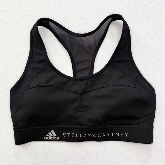 Adidas by Stella McCartney Essentials Mesh-Back Sleek Black Sports Bra size M - Picture 2 of 3